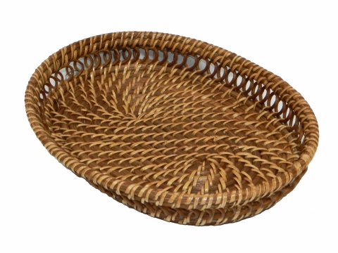  Vietnam Oval bread basket with pattern, honey color